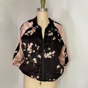 Pink Flower Reversible Bomber Jacket